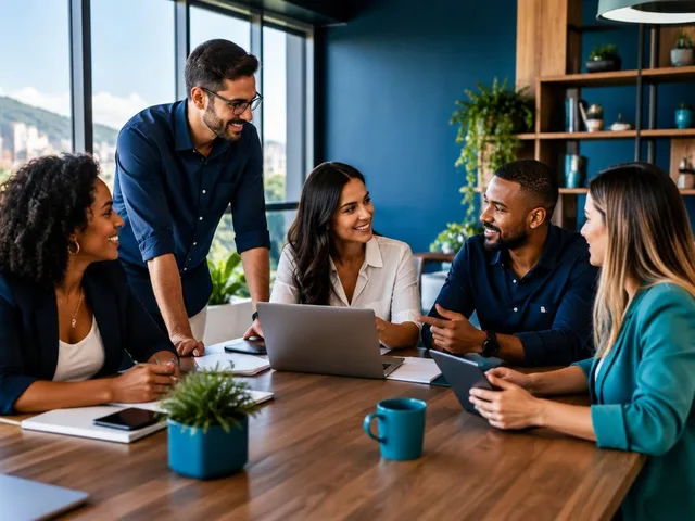 Equipe reunida em escritório